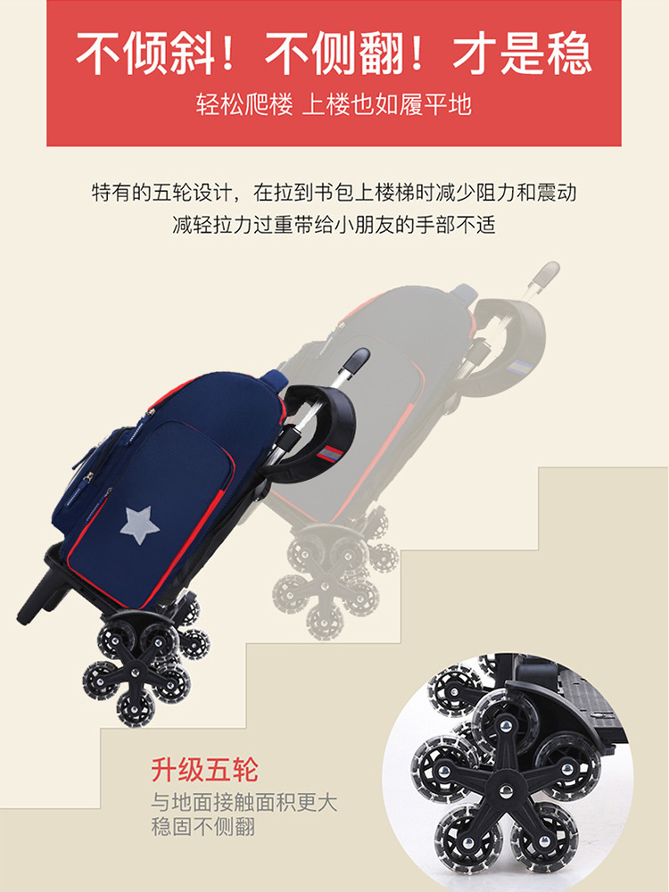 Estudiante de la escuela primaria bolsa de espacio de la carretilla 1-3-6 años niños y niñas unicornio desmontable bolsa de escalada de seis ruedas con ruedas