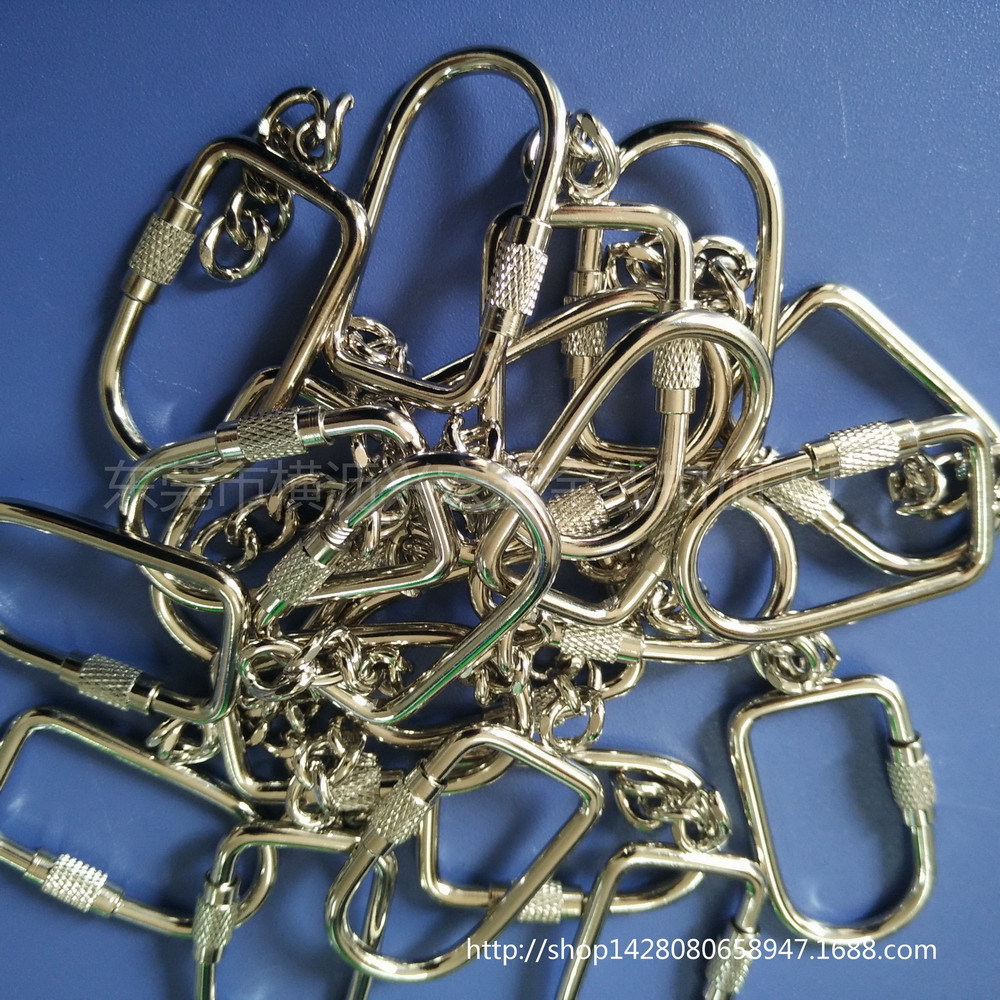 厂家直销金属螺丝D扣3.0*长37.5焊磨链螺纹锁扣罗丝钥匙扣铁镀镍