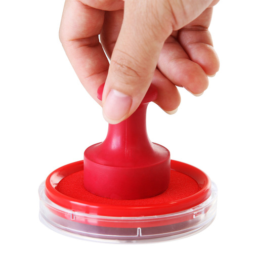 Deli quick-drying ink pad 9863 red/blue round transparent rubber stamp ink pad for financial use 0.055KG