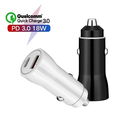 QC3.0 + PD fast charging car charger QC3.0 flash charging high-power aperture cigarette lighter one drag two car charging (Mobil şarj cihazları)