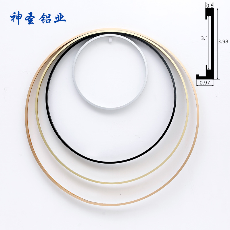 Aluminum Alloy Frame Round Frame Plexiglass Circular Frame Metal Photo Frame with Backboard, Line Diameter Optional