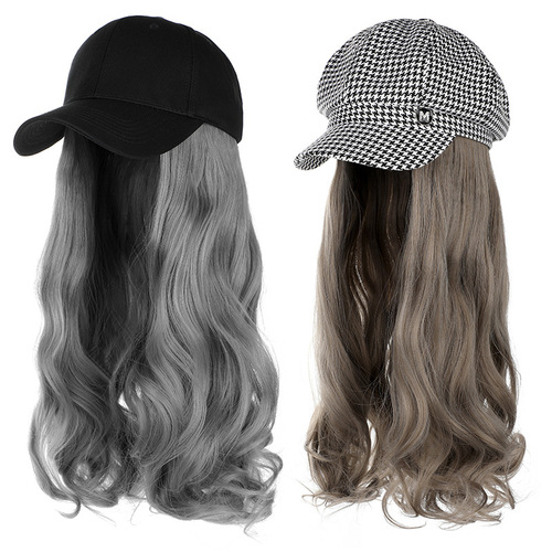 Removable hat wig for women with wavy long curly hair fashion realistic natural wig piece manufacturer wig cap