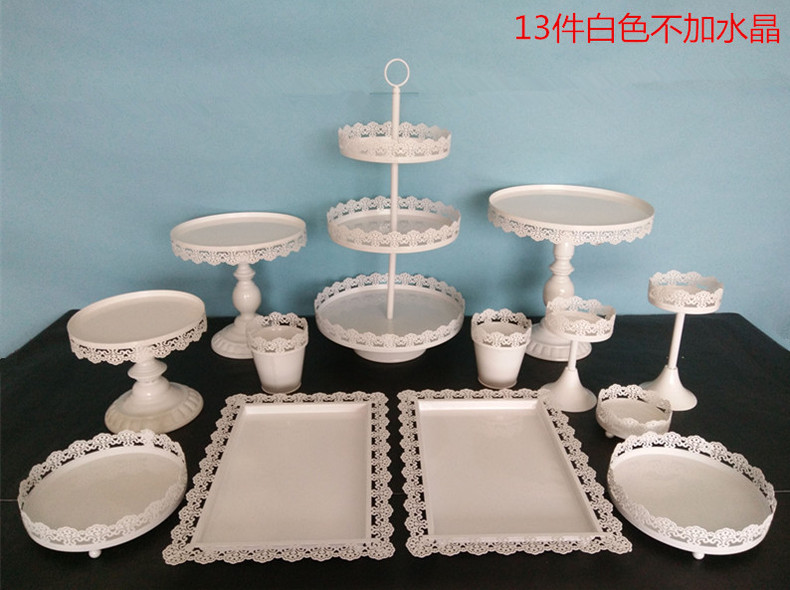 Fabricante creativo europeo de hierro forjado props de boda mesa de postres estante de pastel conjunto de plato de pastel decoración de mesa de boda