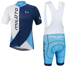 MILOTO蓝色短袖背带套装/骑行服工厂批发/PRo cycling wear