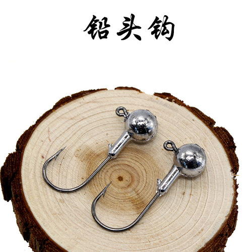 50-piece Bag of Naked Lead Head Jigs in Natural Color, Round Lead Head Jig Accessories Soft Baits Casting Lures Fishing Tackle