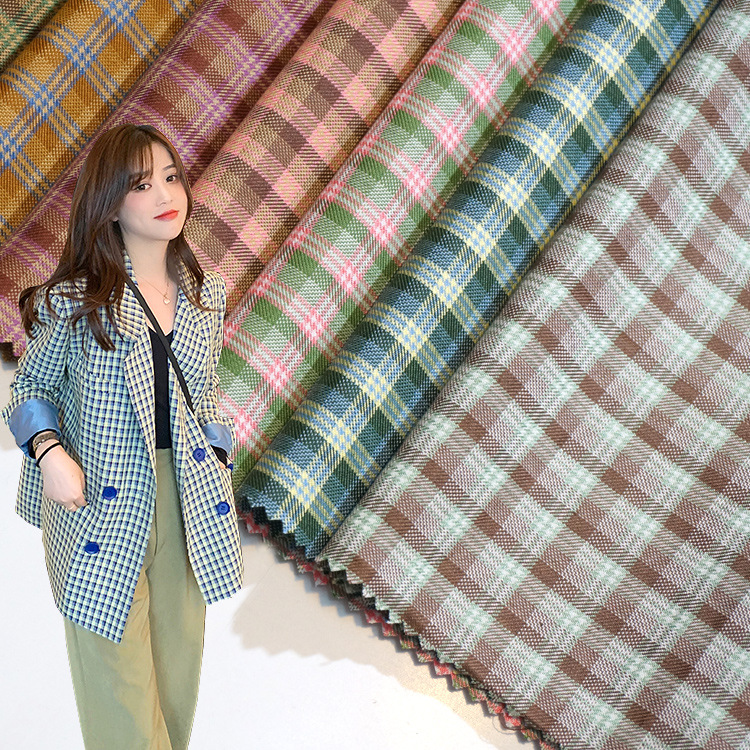 TR梭织格子布 春夏新款网红西装套装布料 连衣裙旗袍时装格子面料