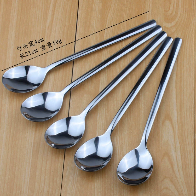 Korean cuisine stainless steel rice spoon Korean -style Mimo long -handle large round spoon tableware squeeze soup and soup soup