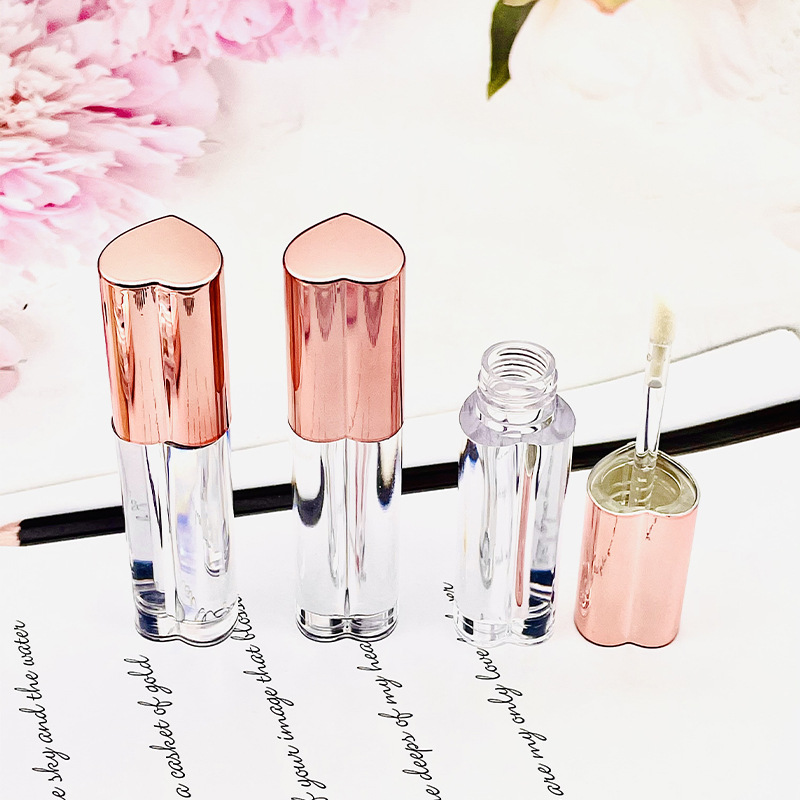Envase de Brillo Labial en Forma de Corazón, Tubo Vacío para Brillo Labial, Envase Transparente de Plástico, Envase Cosmético para Maquillaje, Tubo para Lápiz Labial