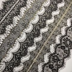 Shiny gold thread no-stretch eyelash underwear decoration lace clothing accessories geometric floral hole pattern