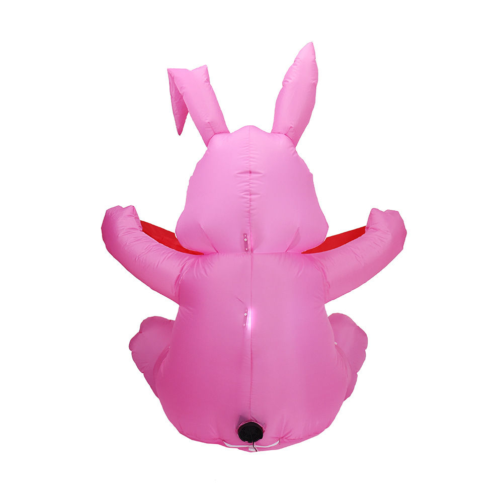 Conejo de Pascua inflable transfronterizo 1.5m conejo rosa lindo LED luminoso modelo de aire decoración de patio