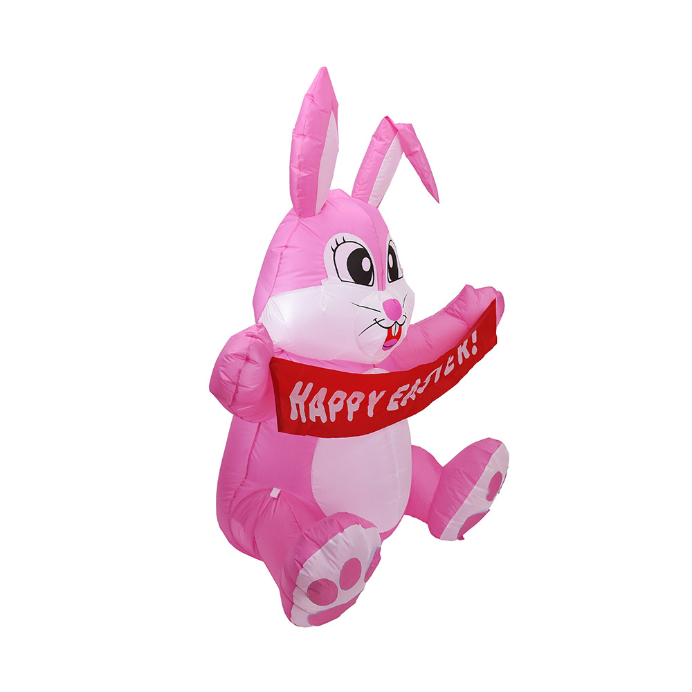 Conejo de Pascua inflable transfronterizo 1.5m conejo rosa lindo LED luminoso modelo de aire decoración de patio