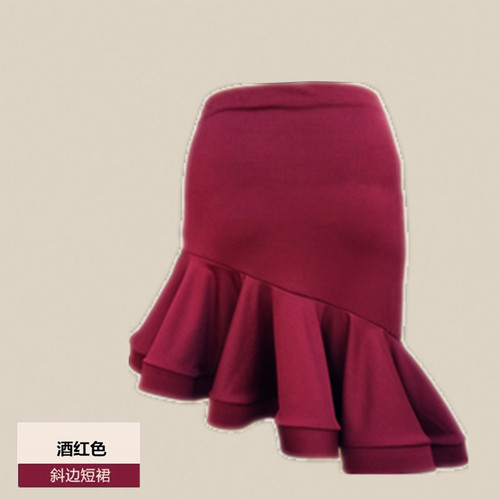 Spring and Summer New Adult Latin Dance Skirt Women Fishbone Short Clothing Bottom Practice Skirt Irregular Half Skirt
