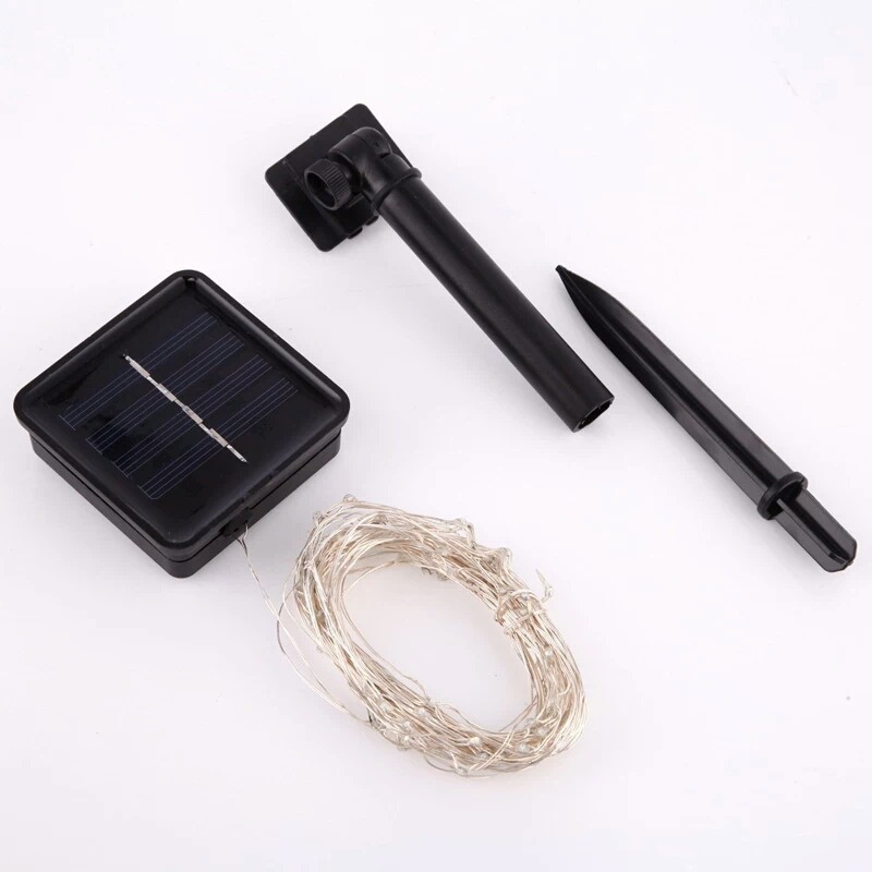 Fábrica en stock LED solar cobre alambre luz cadena led100 luz 8 función interior y al aire libre impermeable jardín Luz