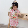 Summer cheongsam, cartoon small princess costume, retro multicoloured ethnic dress, with short sleeve, cotton and linen