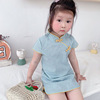 Summer cheongsam, cartoon small princess costume, retro multicoloured ethnic dress, with short sleeve, cotton and linen