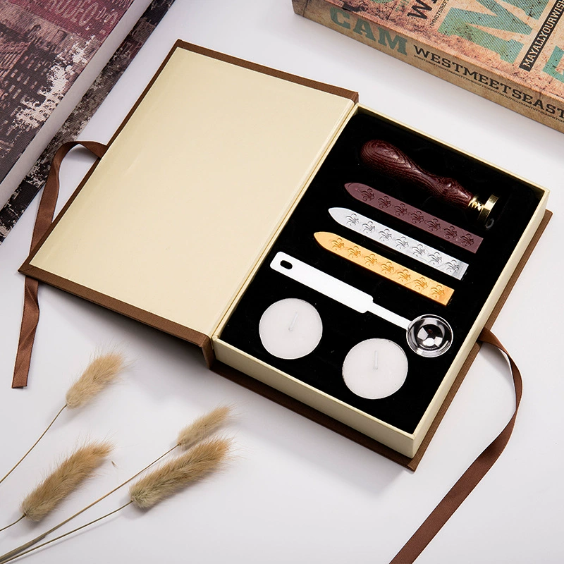 Готовый набор для трансграничной торговли: подарочная коробка с восковой печатью, индивидуальный дизайн логотипа, гравировка на цельной латуни, экологически чистый материал для восковой печати.