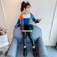 Girls' Sweater 2024 New Winter Spring Autumn Fashionable Children's Knitted Underwear Sweater Pullover Loose Line Shirt 