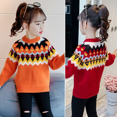 女童毛衣2024新款洋氣冬春秋時尚針織衫套頭衫小童中大童上衣外穿
