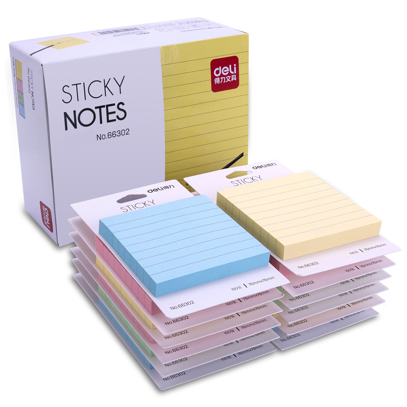 Bloc de notas adhesivas multicolor para estudiantes Deli 66305/66306/66307