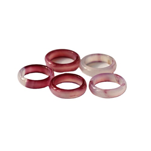 Factory Price Round Black White Red Green Blue Rose Red Agate Ring for Women Gray Purple Agate Ring Ring Fashion