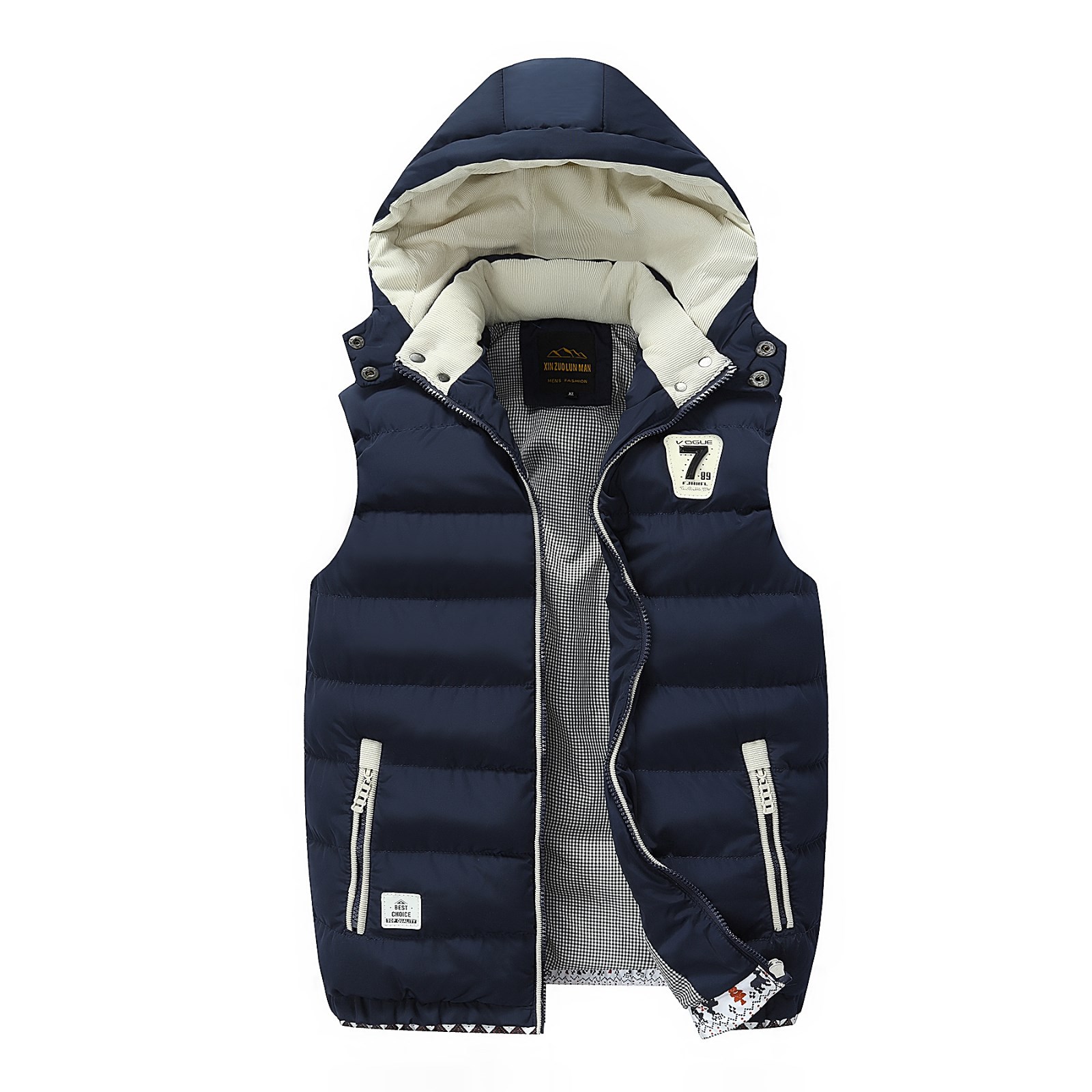 Chaleco de plumón para hombre, estilo coreano, para otoño e invierno, con capucha desmontable.