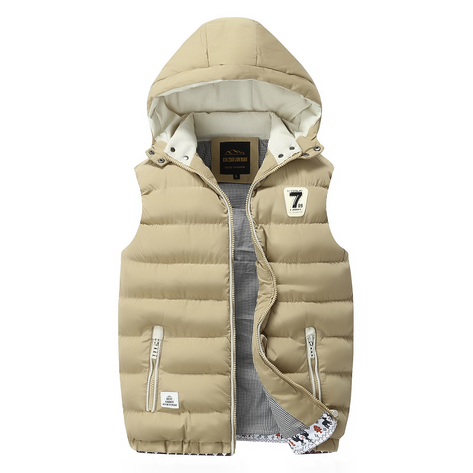 Chaleco de plumón para hombre, estilo coreano, para otoño e invierno, con capucha desmontable.
