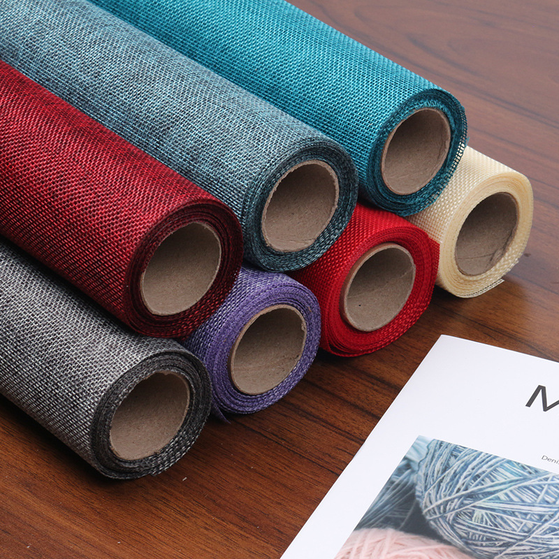 花束包装材料 韩式纯色麻片麻布卷亚麻布包装纸批发 亚麻纸