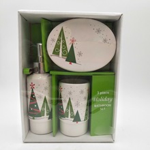 圣诞节家居饰品卫生间浴室三件套皂碟乳液瓶漱口杯 厂家一件代发