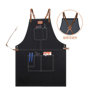 Senyue barista apron logo printing restaurant milk tea shop adult Korean fashion Denim work clothes customized women