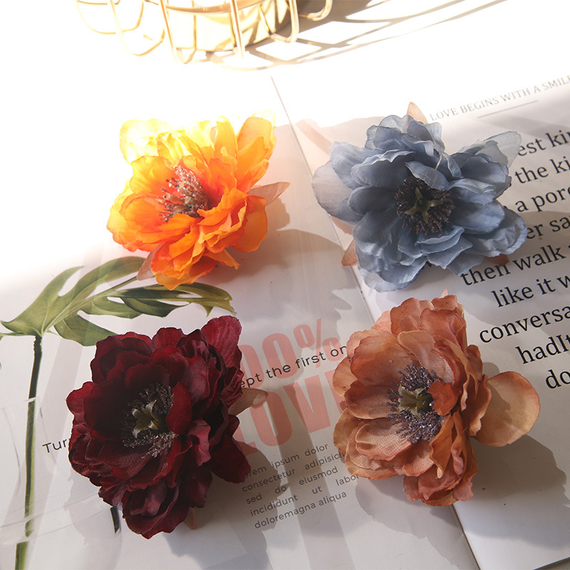 Simulated Lotus Crane Peony Flower Head Peony Flower Wedding Venue Layout Flower Wall DIY Production Simulated Flower Silk Flower Wholesale