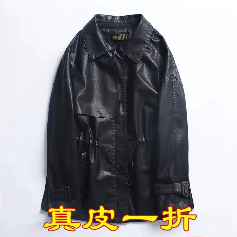 Осенняя короткая модная куртка из натуральной кожи, oversize, корейский стиль