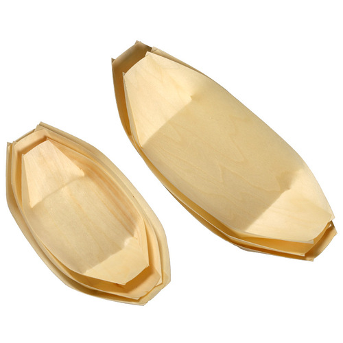 Disposable paper boat box, wood-grain boat, Japanese-style small boat, Mizu Shingen Mochi boat, sushi box, wooden canoe-shaped snack packaging box