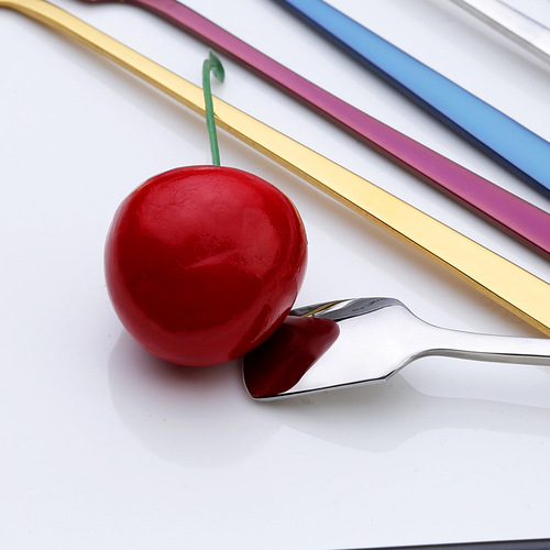 304 stainless steel square head ice spoon hotel restaurant long handle ice spoon creative dessert stirring spoon Korean coffee spoon