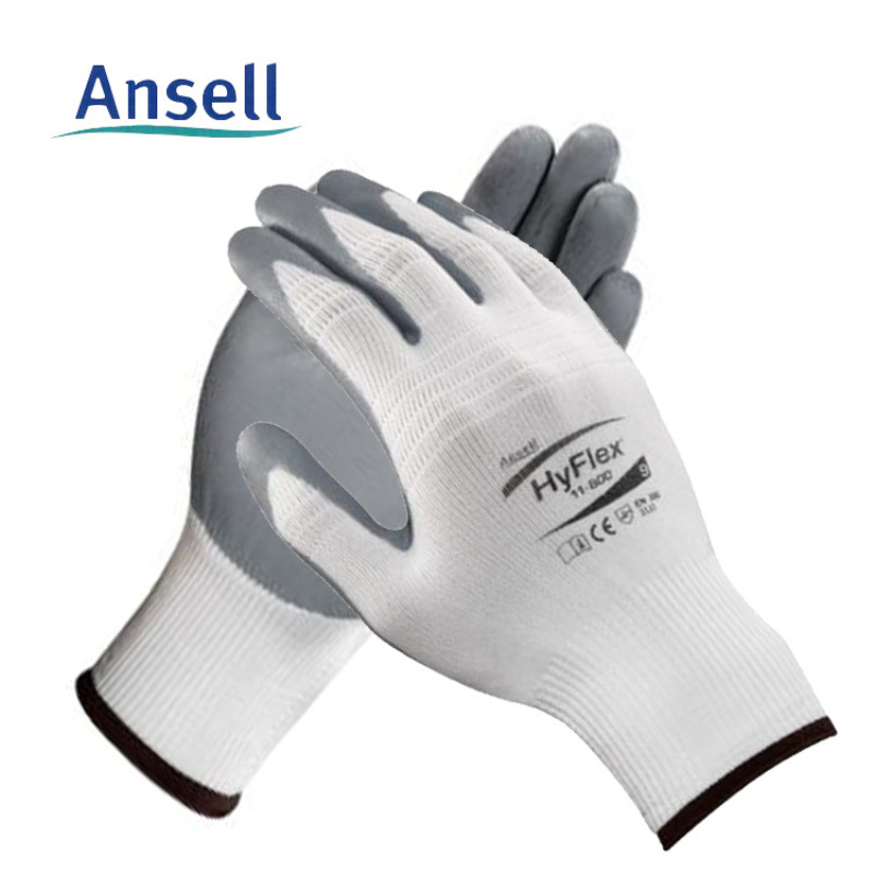 Ansell/安思尔11-800 劳保手套丁腈涂层/防滑涂胶耐磨用工作手套