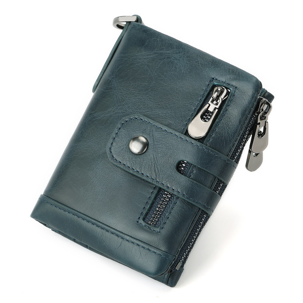 leather fashionable casual short wallet with zipper