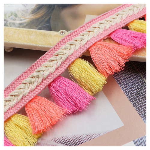 Directly supplied from the manufacturer, ethnic style colorful tassel lace, color-blocked tassels, clothing curtains, home decoration accessories