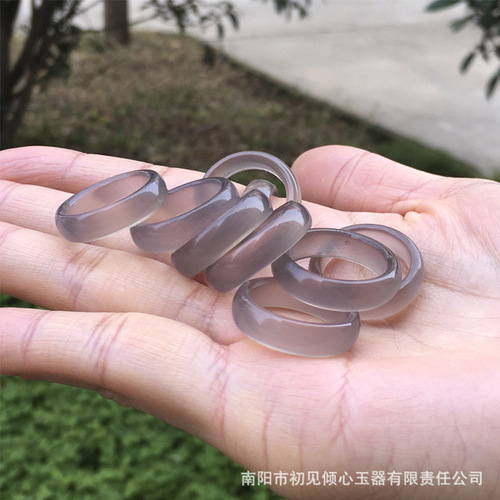 Factory Price Round Black White Red Green Blue Rose Red Agate Ring for Women Gray Purple Agate Ring Ring Fashion