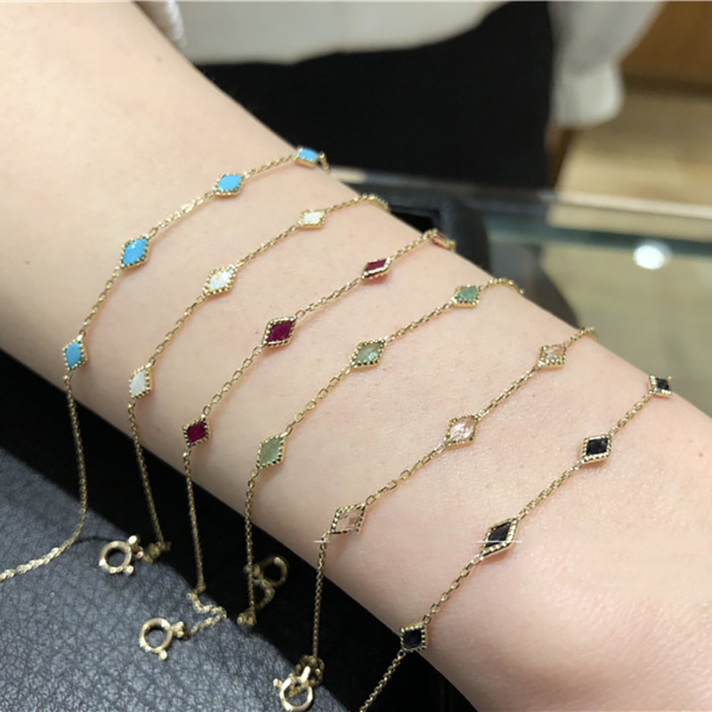 Japanese style light luxury diamond multi-Diamond 925 sterling silver natural multi-color color treasure diamond bracelet amethyst garnet bracelet Japanese style light luxury diamond multi-Diamond 925 sterling silver natural multi-color color treasure diamond bracelet amethyst garnet bracelet