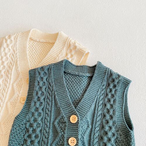 new baby boy and girl versatile baby 0-2 years old cardigan cotton knitted sweater rhombus vest jacket