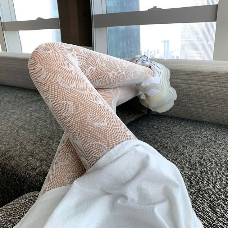 Japanese-Style Sexy Pantyhose with Moon Jacquard Rose Pattern, Black Fishnet Stockings for Women, Floral Slimming Hollow-Out Socks with Vine Roses