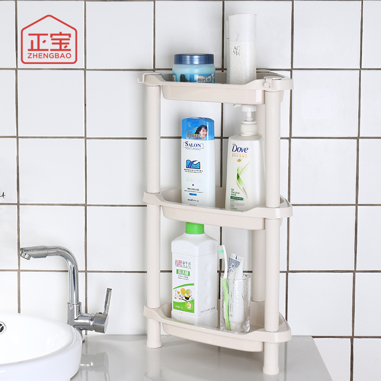 Plastic Kitchen Floor-standing Corner Triangle Heightened Multi-layer Rack Restroom Storage Bathroom Storage Rack Floor-standing
