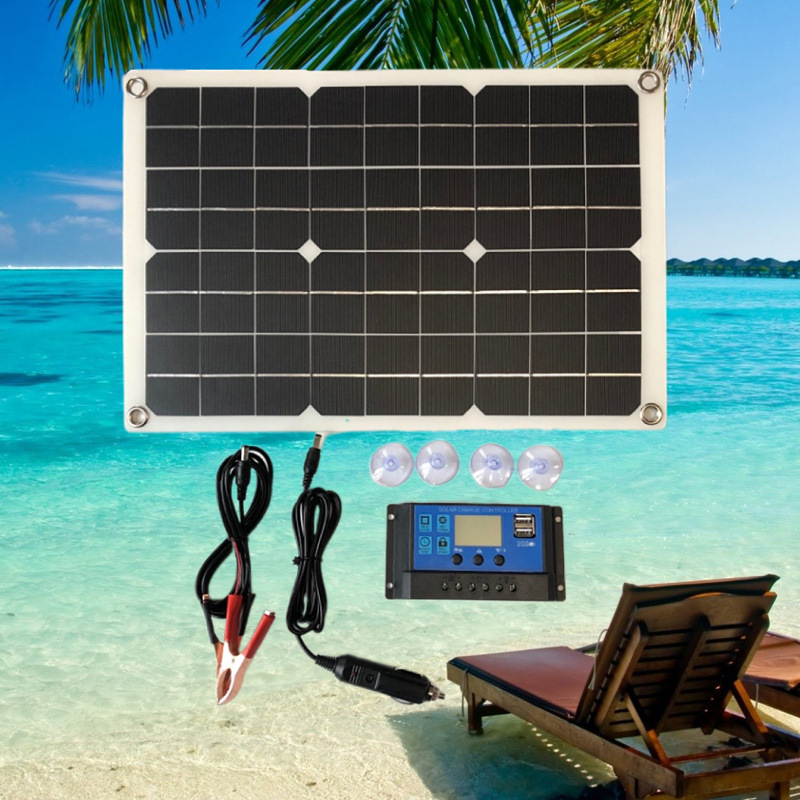 Coche flexible solar panel 20W18V carga 12V batería USB5V teléfono móvil carga plug-in mochila carga transfronteriza