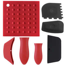 厨房隔热工具七件套 硅胶锅把锅耳套 厨余清理刮片锅底清理刮刀