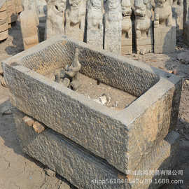 石花盆石槽鱼缸水景老石槽庭院流水组合老石器石雕盆