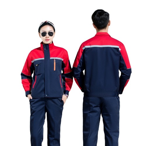 Work clothes long-sleeved suit men's wear-resistant spring and autumn factory clothes workshop work clothes auto repair clothes work clothes labor insurance clothes with embroidered characters