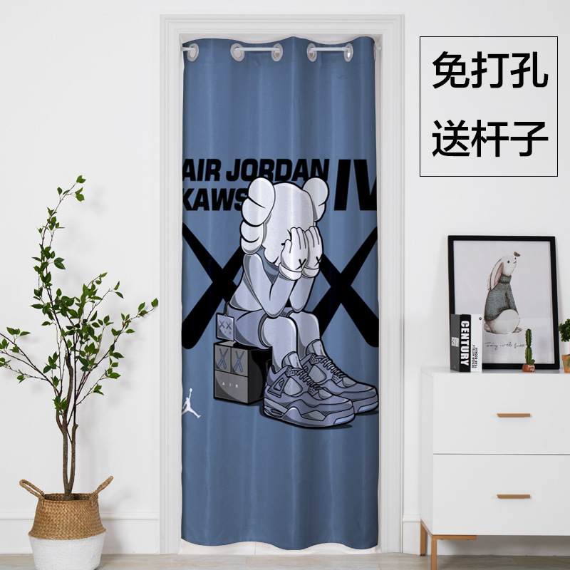 New trend cartoon bedroom non-perforated installation door curtain bedroom fitting room anti-oil smoke hanging curtain floating window partition curtain New trend cartoon bedroom non-perforated installation door curtain bedroom fitting room anti-oil smoke hanging curtain floating window partition curtain