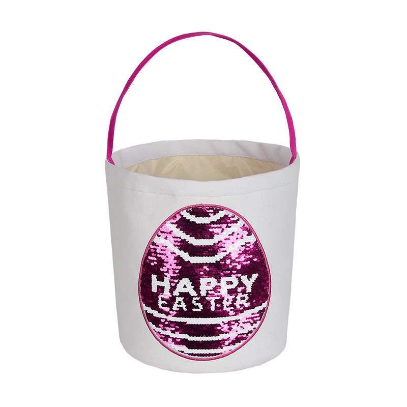 新款复活节兔子包 亮片贴片 复活节礼品袋 圆底复活节彩蛋收纳篮