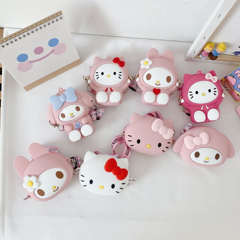 Children's Cute Kt Cat Silicone Coin Purse Baby Girl Fashionable Bunny Crossbody Bag Mini Cartoon Decorative Small Bag Children's Cute Kt Cat Silicone Coin Purse Baby Girl Fashionable Bunny Crossbody Bag Mini Cartoon Decorative Small Bag