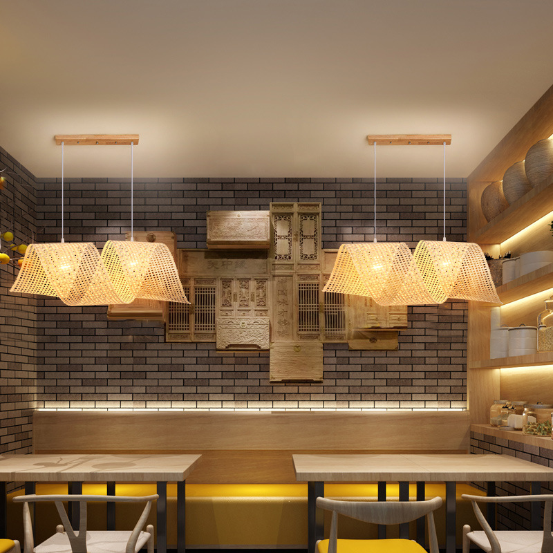 Lámpara de bambú de estilo chino lámpara de sala de té zen japonés B & B restaurante lámpara de bambú pastoral estilo retro lámpara de restaurante de olla caliente