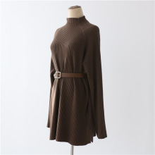 2025加厚秋冬慵懒毛衣连衣裙宽松针织裙加厚半高领内搭打底裙7289